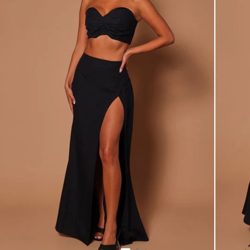 Fashionova - Elegant Black Maxi Skirt Set